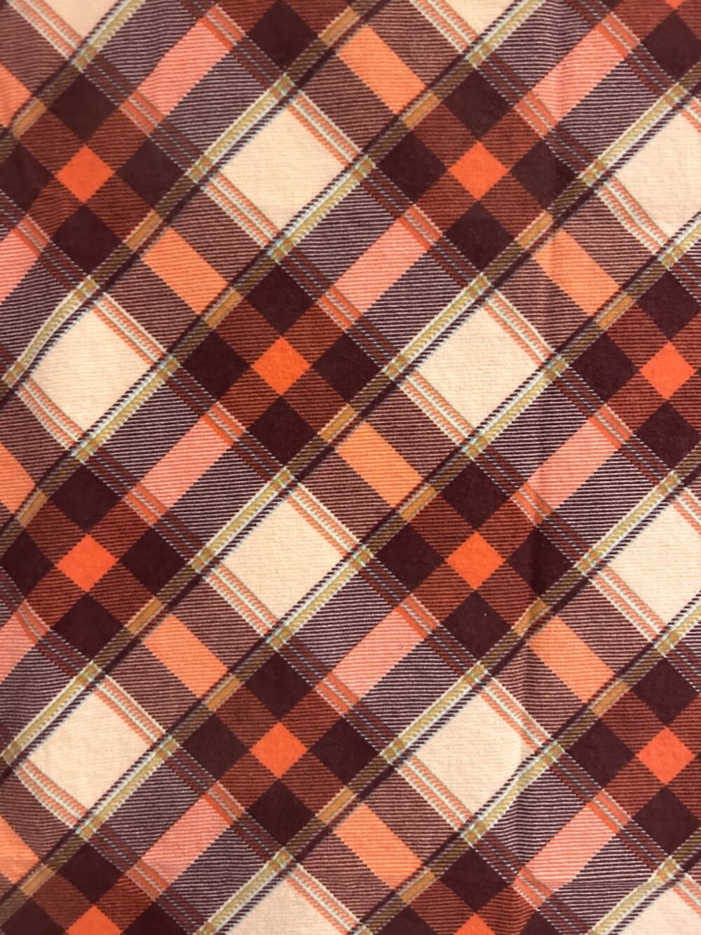 Orange, Brown, Cream Plaid Flannel Fabric JoAnn Fabrics 51 x 41 inches